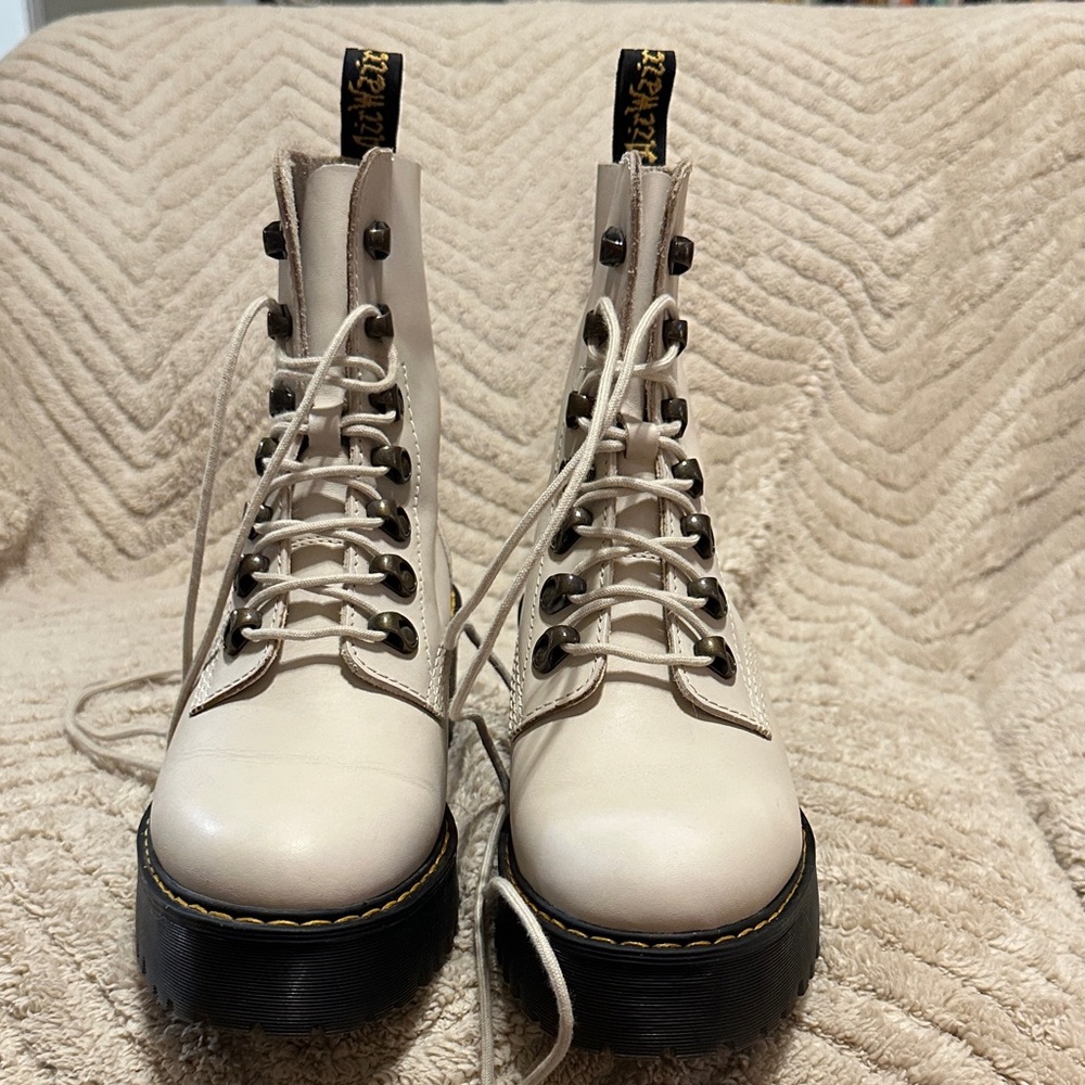 Dr. Martens White Lace-Up Combat Boots